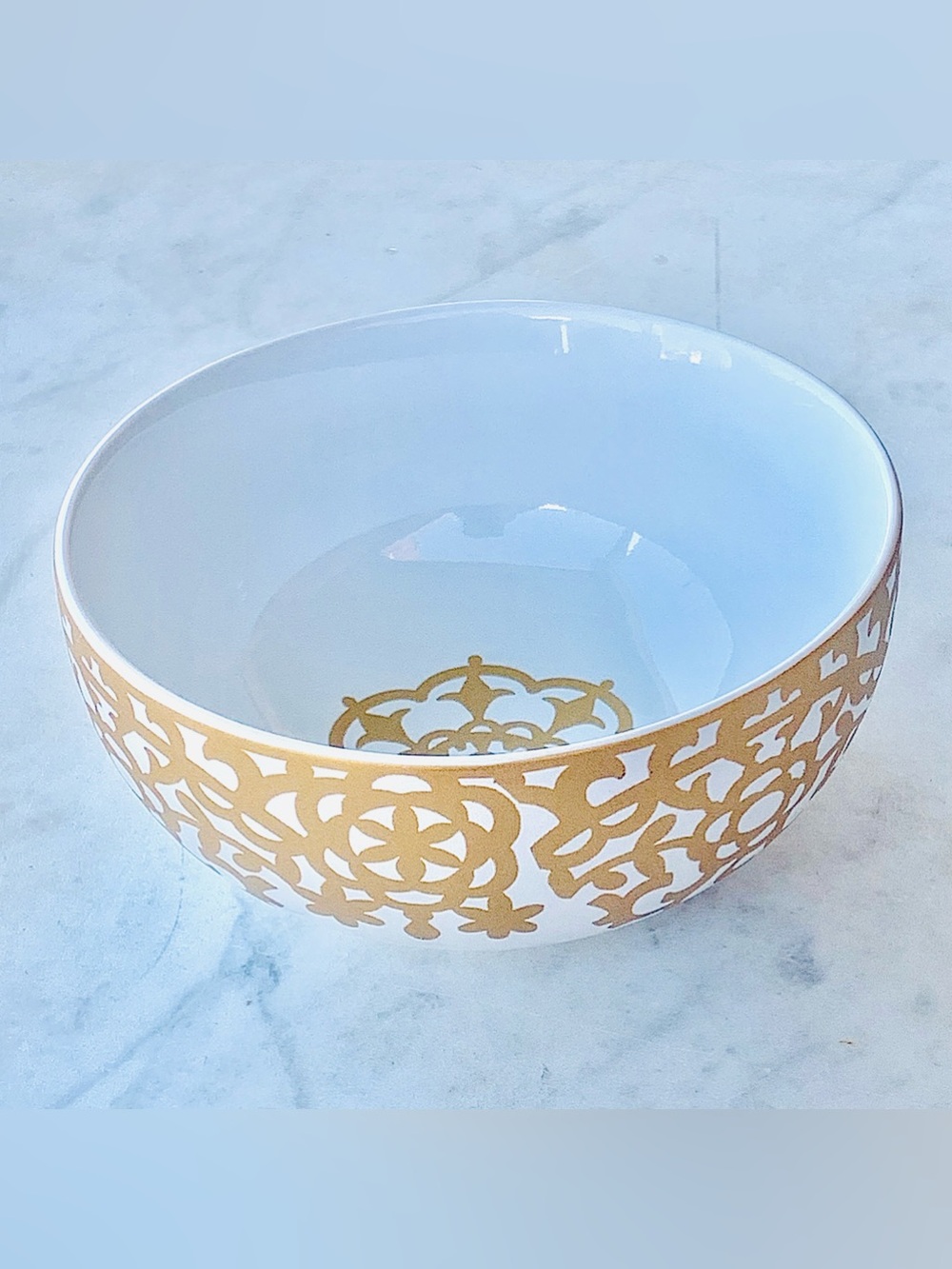 222 FIFTH CASBAH GOLD CEREAL SOUP BOWL GOLD METALLIC 5 5/8TH IN ROUND NEW